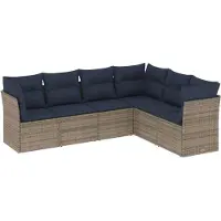 vidaXL Ensemble de 6 canapés de jardin avec coussins, gris, polyrattan