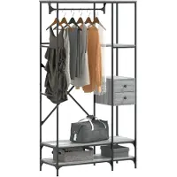 vidaXL Porte-vêtements avec étagères sonoma gris bois d'ingénierie