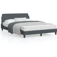 DKD Home Decor Cadre de lit avec tête de lit gris foncé 140x200 cm velours