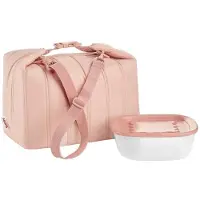 Guzzini Grand Sac Isotherme Rose À Bandoulière Et Boîte Hermétique Bio