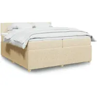 vidaXL Lit boxspring avec matelas Crème 200x200 cm Tissu