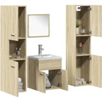 vidaXL Ensemble de meubles de salle de bain 5 pièces chêne Sonoma bois composite