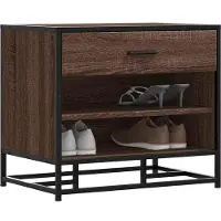 vidaXL Banc à chaussures chêne marron bois d'ingénierie et métal