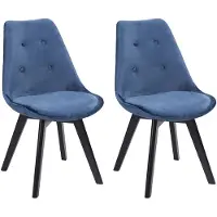 Happy Garden Lot de 2 chaises en velours NORA bleues avec coussin