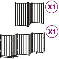 vidaXL Porte pour chien 9 pièces avec porte Pliable Noir 450 cm Bois de peuplier
