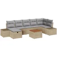 vidaXL Ensemble de canapés de jardin , 8 pièces, beige, en polyrotin