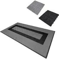 MonsterShop Carrelage de Sol 90 Gris & 30 Noir Ventilée Modulaire Garage Unique 3,2 x 6 M