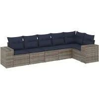 vidaXL Ensemble de 6 canapés de jardin avec coussins, gris, polyrattan