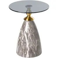 Beliani Table D'appoint Cady Verre De Sécurité Marbre Noir