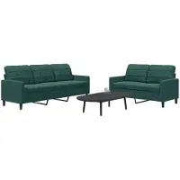 vidaXL Ensemble de canapés 2 pièces avec coussins vert foncé velours