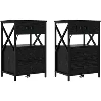 vidaXL Cabinet de chevet avec tiroir 2 pcs Chêne noir 40 x 31 x 60 cm