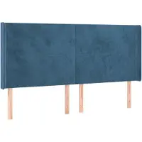 vidaXL Tête de lit avec oreilles bleu foncé 183x16x118/128 cm velours