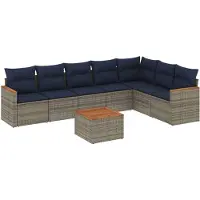 vidaXL Ensemble de 8 canapés de jardin avec coussins, gris, polyrattan