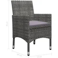 vidaXL Salon de jardin 9 pièces Poly rotin et verre Gris