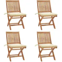 vidaXL Chaises de jardin pliantes avec coussins 4 pcs. Bois massif teck