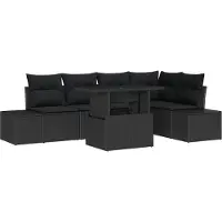 vidaXL Ensemble de canapés de jardin , 6 pièces, noir, en résine tressée