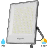 Braytron Projecteur LED d'extérieur 200 W IP65 – Projecteur ultra-lumineux de 22 000 lm avec sélection de la couleur (3000 K/4000 K/6500 K), projecteur LED en aluminium étanche