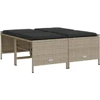 vidaXL Tabourets de jardin avec coussins lot de 4 gris clair rotin