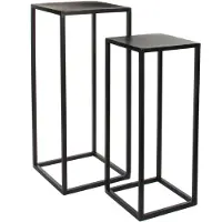 Mica Table d'appoint Goa - Lot de 2 - L30 x L30 x H70 cm - Métal - Noir