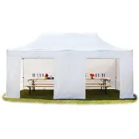 TOOLPORT 3x6 m Tonnelle pliante Alu, PVC 850, côtés sans fenêtre, blanc