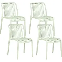 Beliani Lot de 4 chaises de salle à manger en plastique vert clair pour l'intérieur et l'extérieur, empilables, sans accoudoirs, style minimaliste