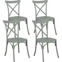Oviala Lot de 4 chaises de terrasse en plastique vert sauge - Dublin