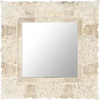 vidaXL Miroir Blanc 50x50 cm Bois de manguier massif