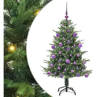 vidaXL Sapin de Noël artificiel pré-éclairé avec set de boules Vert