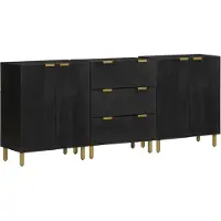 vidaXL Buffets 3 pcs noir bois d'ingénierie