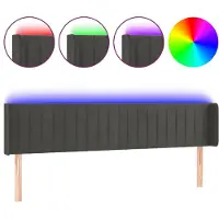 vidaXL Tête de lit LED gris foncé 203x16x78/88 cm velours