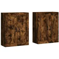 vidaXL Armoires murales 2 pcs. Chêne fumé Matériau dérivé du bois
