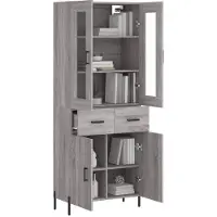 vidaXL Highboard Gris Sonoma 69,5x34x180 cm Matériau dérivé du bois