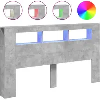 vidaXL Tête de lit LED gris béton 180x18,5x103,5 cm Bois composite
