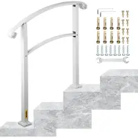 Vevor Rampe d'Escalier pour 3 Marches Extérieures Main Courante Escalier en Fer Forgé Hauteur Maximale des Marches 52,5 cm Rampe Extérieur pour Porche
