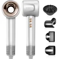 Sansbeauté Sèche-cheveux avec diffuseur - Boucles - 110,000RPM - Sèche-cheveux ionique avec brosse - 4 accessoires - Sèche-cheveux de voyage - Curl Feun Set - Sèche Cheveux - Sèche-cheveux avec