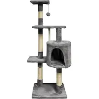 Paloma Arbre à chat gris foncé 40 x 40 x 114 cm - 3 plateformes, 1 corde, 1 niche, poteaux à griffer