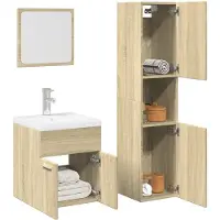 vidaXL Ensemble de meubles de salle de bain 4 pièces en bois composite chêne Sonoma
