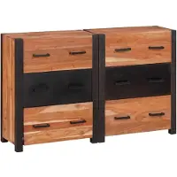 vidaXL , meuble de rangement, 3 pièces, marron, 110 x 30 x 75 cm, en bois massif d'acacia