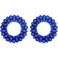vidaXL Couronnes de Boules de Noël 2 pcs Bleu 33 x 33 x 7 cm