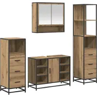 vidaXL Ensemble de meubles de salle de bain , 4 pièces, finition chêne artisanal, 80 x 33 x 60 cm