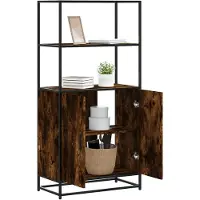 vidaXL Highboard chêne fumé 68x35x139 cm bois composite et métal