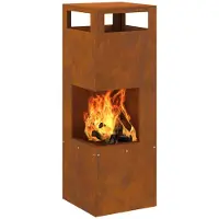 vidaXL Foyer marron 35 x 35 x 100 cm en acier résistant aux intempéries