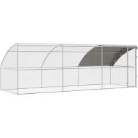 vidaXL Cage à poules, 3 pièces, argent, 600 x 200 x 200 cm, en acier et en polyéthylène