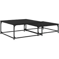 vidaXL Table basse, lot de 2, noir, aspect chêne, aggloméré