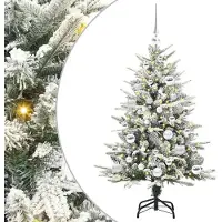 vidaXL Sapin de Noël artificiel pré-éclairé avec set de boules Vert