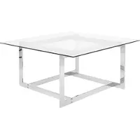 Beliani Table basse Cadre en métal argenté Plateau carré en verre Design géométrique Glam
