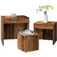 vidaXL Tables gigognes 3 pcs vieux bois bois d'ingénierie