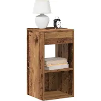 vidaXL Tables de chevet avec tiroir 2 pcs vieux bois 35x34x66,5 cm