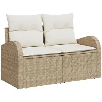 vidaXL Ensemble de salon de jardin , 9 pièces, beige et crème