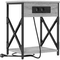 vidaXL Table de nuit avec station de chargement Sonoma gris